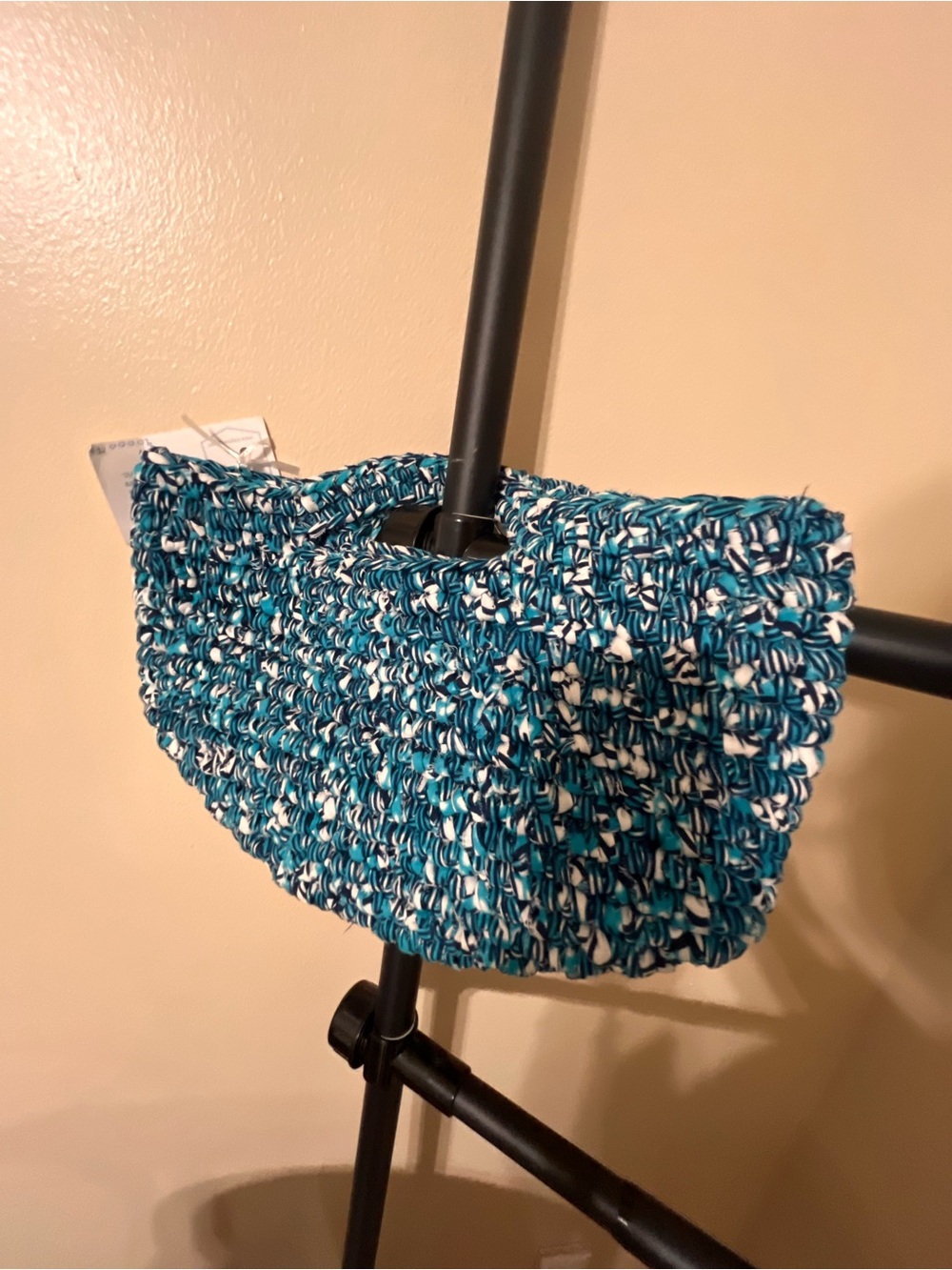 Kayoong Handmade Senegal Teal Woven Crochet Handbag